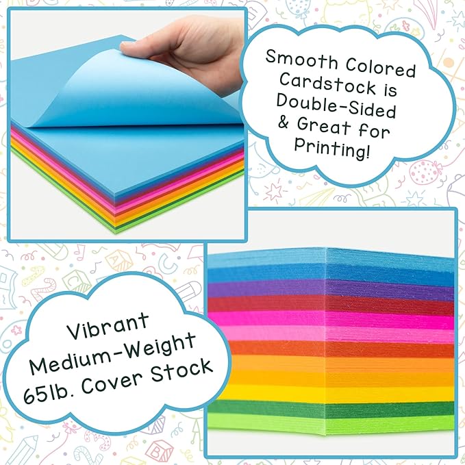 Hygloss Light Blue Bright Colored Cardstock - 8.5x11-Inch, 90 Sheets, 65 lb/ 176 gsm, Fade-Resistant, Acid-Free Color Card Stock Paper