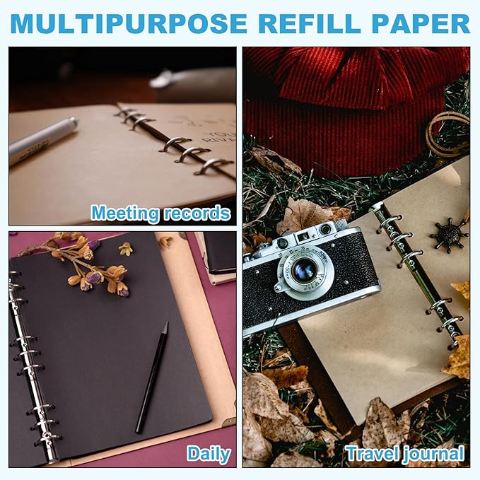 PATIKIL B5 Blank Refill Paper, Loose Leaf Paper 9 Hole Planner Refills for 9 Ring Refillable Binder Notebook Paper Filler Planner Inserts Office Diary Journals, 80 Sheets/160 Pages, White
