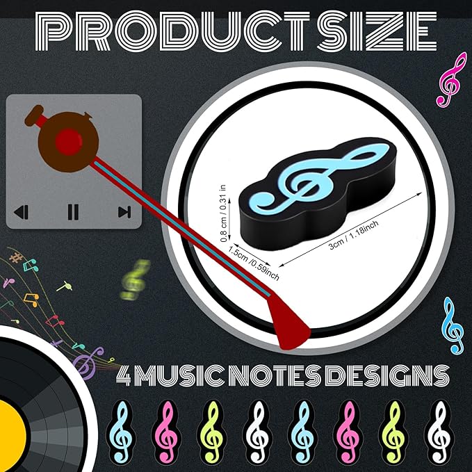 80 Sets Back to School Gifts for Students Funny Novelty Erasers Bulk Musical Note Erasers with Greeting Cards First of School Classroom Rewards from Teachers