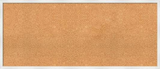 Amanti Art Natural Cork Board for Wall, 21x49 Vision Board with White Frame, Oversize Corkboard Office Decor for Home Organization, Country Rustic Corkboard Pinboard to Display Items for Home