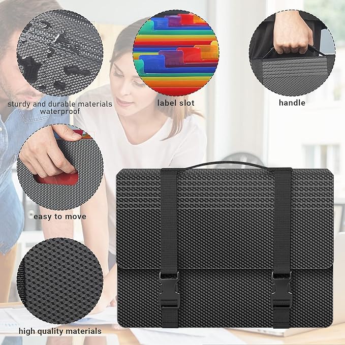 Accordion File Organizer,Expanding File Folders with Handle,13 Pockets Expandable Filing Folders,Tabs Included in Filing Box,Adjustable Strap,Bill Documents Organizer,A4/Letter Size,Diamond