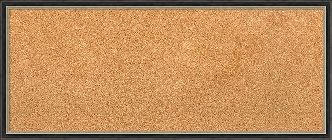 Amanti Art Natural Cork Board for Wall, 13x31 Vision Board with Black Wood Frame, Medium Corkboard Office Decor for Home Organization, Modern Contemporary Corkboard Pinboard to display items for home
