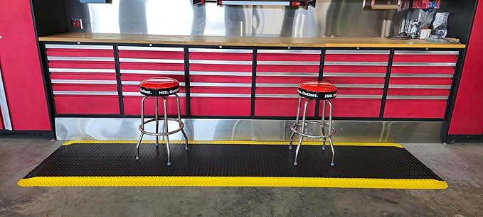 Rhino Mats, American Classic Diamond Anti-Fatigue Mats, Industrial Ergonomic Comfort Standing Mat for Work, Home, Garage, Office, Kitchen or Anywhere (Black/Yellow 9/16" Thick, 2 FT. x 5 FT.)