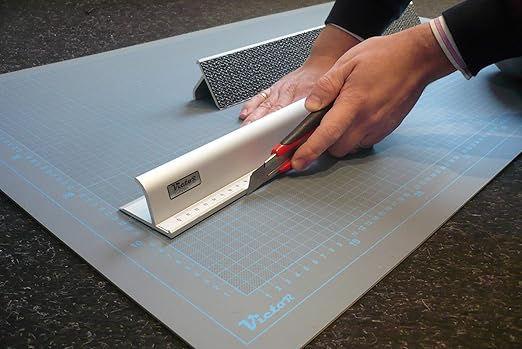 Victor 12-Inch Professional Aluminum Safety Ruler with Finger Guard Edge and Non-Slip Base - Ideal for Precision Cutting and Craft Projects - Durable Cutting Ruler for Safe Use