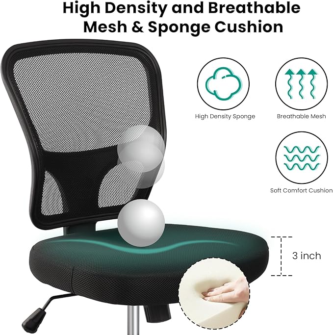 Armless Drafting Chair Tall Office Chair Adjustable Height High Back Ergonomic Desk Chair Drafting Stool Rolling Bar Stools Chairs with Footrest and Wheels