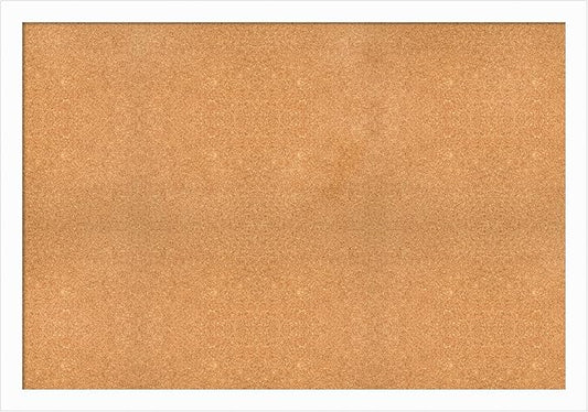 Amanti Art Natural Cork Board for Wall, 37x53 Vision Board with White Frame, Oversize Corkboard Office Decor for Home Organization, Casual Corkboard Pinboard to Display Items for Home Organization in