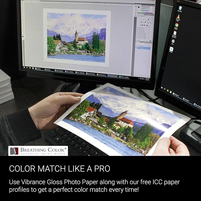 Vibrance Gloss Photo Printer Paper 10 mil 255 gsm Glossy Finish Premium Photo Paper Roll on 3in Core 17 inches x 10 feet Works with Most Inkjet Printers Including Professional Makes and Models