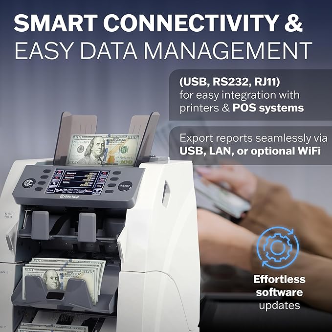 Bank Grade Mixed Denomination Bill Counter and Sorter CR2500 with Printer - Full Spectrum Counterfeit Detection PC Suite 2 Year Warranty (CR2500)