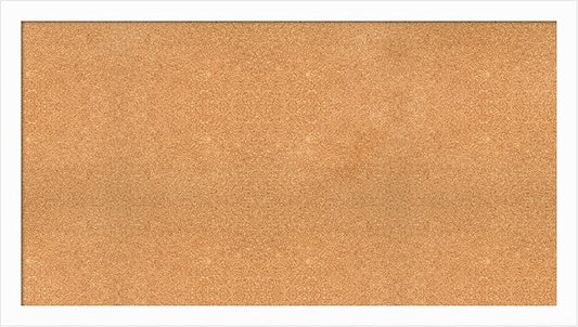 Amanti Art Natural Cork Board for Wall, 31x55 Vision Board with White Frame, Oversize Corkboard Office Decor for Home Organization, Casual Corkboard Pinboard to Display Items for Home Organization in