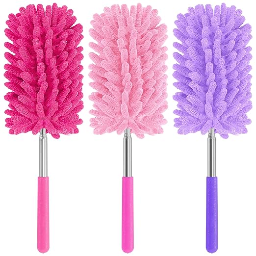 Mini Duster for Cleaning, 360° Bendable Hand Dusters with Extension Pole, Washable Small Duster for Car Interior, Office, Furniture