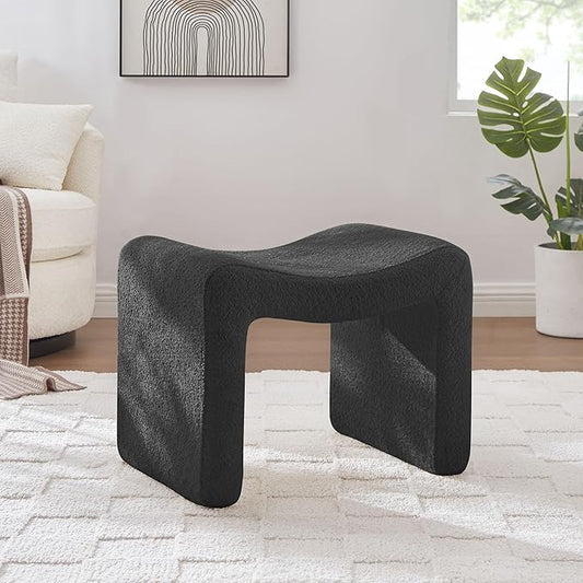 Small Footstool Ottoman, Multi-Functional Modern Foot Stool, Sofa Footrest Extra Seating for Living Room, Entryway, Hallways and Bedrooms, Small, Dark Gray