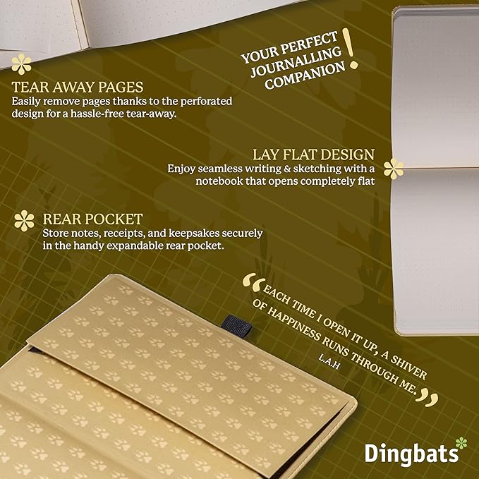 Dingbats A5 Wildlife Ruled Notebook Journal - Premium Vegan Leather Hardcover Executive Journal for Women & Men - Work, Note Taking, Writing & Travel