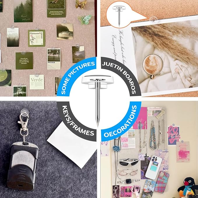 220 PCS Flat Clear Push Pins for Wall Thumb Tacks for Walls Flat thumbtacks Push pin for Bulletin Board Shadow Box Display Thumbtack for Cork Board (2 Boxes Clear)