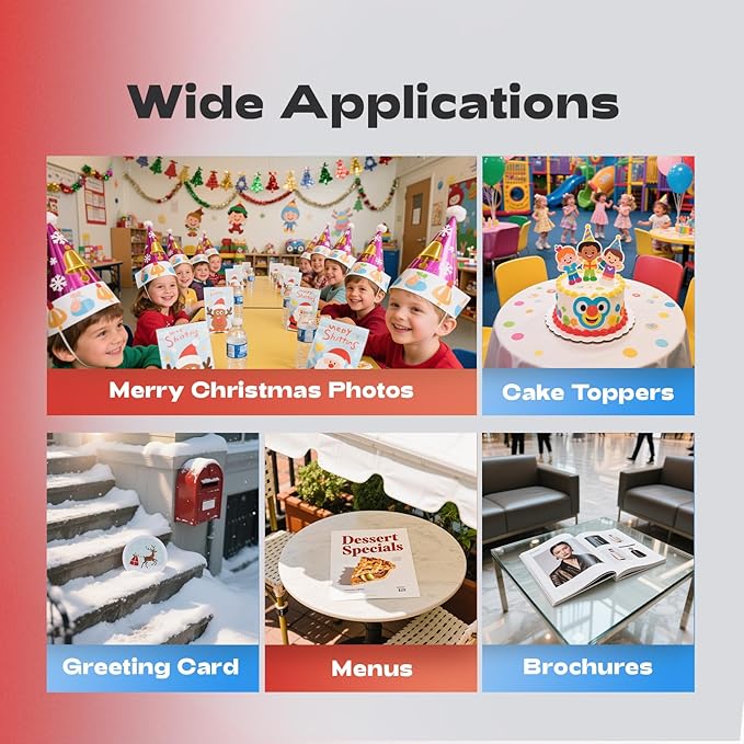 60 Sheets Inkjet Glossy Photo Paper 11 x 17 inch 52lb 200gsm A3 Size for Decoration, Poster Arts for Dye Ink Printers Only