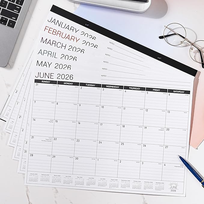 2026 Desk Calendar - Desk/Wall Calendar 2026, JAN 2026 - DEC 2026, 2026 Calendars 12 Month, Desk Calendars with Corner Protectors, Large Ruled Blocks, Thick Paper, Colorful, 14.6" x 11.5", Desktop Calendar for Daily Organizer