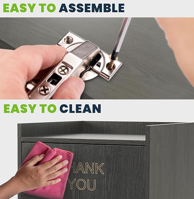 Alpine Restaurant Trash Can Cabinet - Commercial Trash Can 40 Gallon, Garbage Receptacle Indoor with Tray Holder for Restaurants, Cafeterias (Espresso Black)