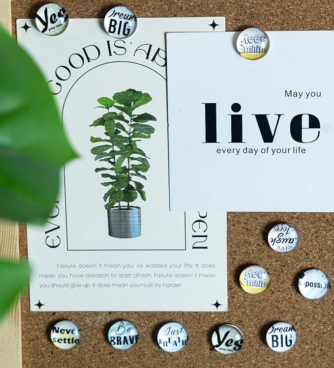 24Pcs Decorative Push Pins,Decorative Thumb Tacks for Bulletin Board, Cork Board Thumbtacks,Photos Wall Maps,Cute Thumbtack for Cubicle Decor,Classroom,Home and Office Decor(Motivational-Yes)