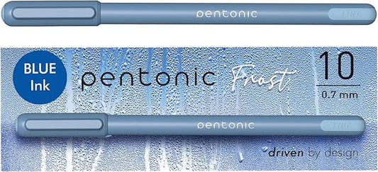 Pentonic Ballpoint Pens, 10 Count, Frosted Pale Blue Barrel with Blue Ink, 0.7 mm Fine Point, Smooth Writing For Journaling & Note Taking (PEN13085)