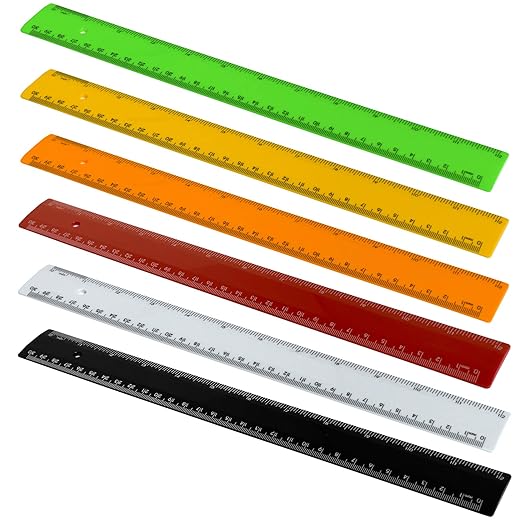 Acrimet Plastic Ruler 12 Inches/ 30 Centimeters, Measuring Device Tool for Student, School, Office, Heavy Duty (Citric Assorted Color) (6 Pack)