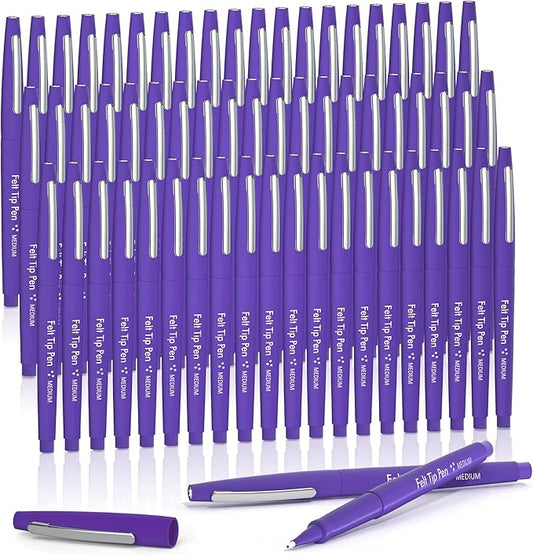 Lelix Felt Tip Pens - 60 Purple Pens, 0.7mm Medium Point, Perfect for Journaling, Writing, Note Taking, Planner, Art, Office & School Supplies