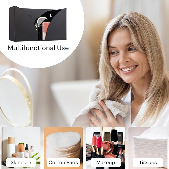 Acrylic Countertop Paper Towel Holder Dispenser - 1-Pack, Black, Rectangular - Napkin Holder & Rectangle Tissue Box Cover - Bathroom Accessories, Organizers & Storage