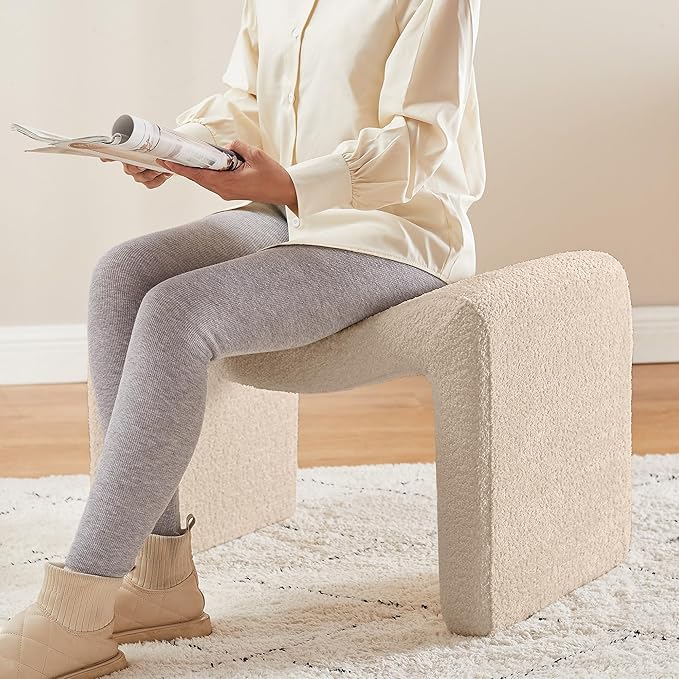 Large Footstool Ottoman, Multi-Functional Modern Foot Stool, Sofa Footrest Extra Seating for Living Room, Entryway, Hallways and Bedrooms, Large, Camel