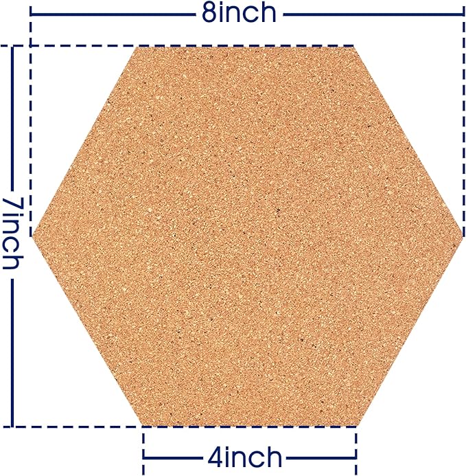 10 Pack Cork Bulletin Board Hexagon - Decorative Display Boards, 1/2" Thick Self-Adhesive Cork Board Tiles for Home Office Decor, School Message Board (10 Pcs)