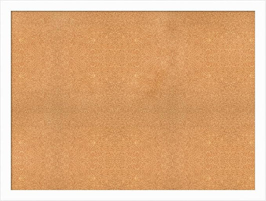 Amanti Art Natural Cork Board for Wall, 37x49 Vision Board with White Frame, Oversize Corkboard Office Decor for Home Organization, Casual Corkboard Pinboard to Display Items for Home Organization in