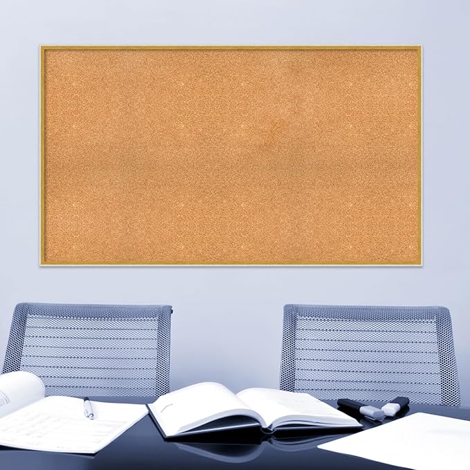Amanti Art Natural Cork Board for Wall, 33x57 Vision Board with White Frame, Oversize Corkboard Office Decor for Home Organization, Modern Corkboard Pinboard to Display Items for Home Organization in