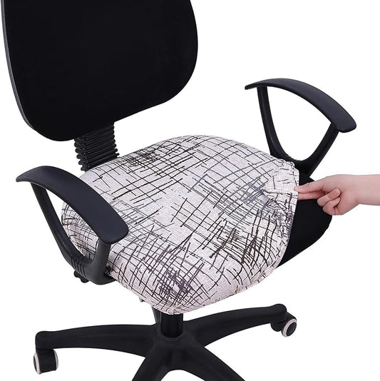 Smiry Printed Office Computer Chair Seat Covers, Stretch Fit Universal Desk Rotating Chair Cover Washable Removable Seat Cushion Protectors - Brown and White