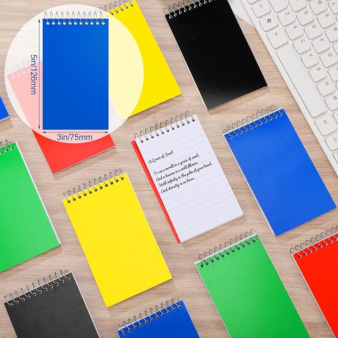 50 Pcs Small Pocket Notebooks 3 x 5 Inch Mini Memo Spiral Notepads Top Bound College Ruled Lined Note Pads for Back School Office Journaling Noting, 75 Sheets/Pad (Neon)