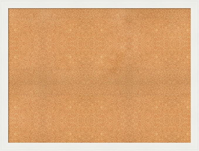 Amanti Art Natural Cork Board for Wall, 37x49 Vision Board with White Frame, Oversize Corkboard Office Decor for Home Organization, Casual Corkboard Pinboard to Display Items for Home Organization in