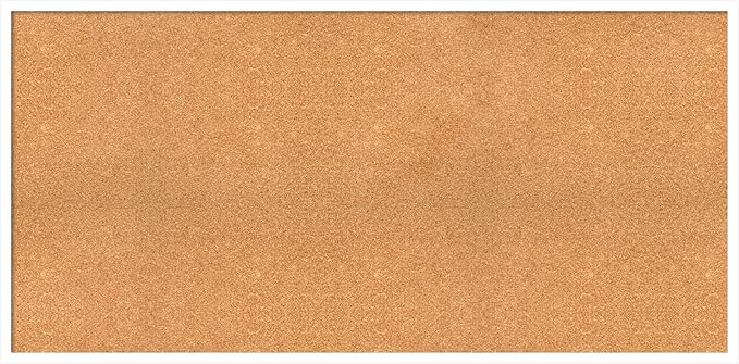 Amanti Art Natural Cork Board for Wall, 27x55 Vision Board with White Frame, Oversize Corkboard Office Decor for Home Organization, Modern Corkboard Pinboard to Display Items for Home Organization in