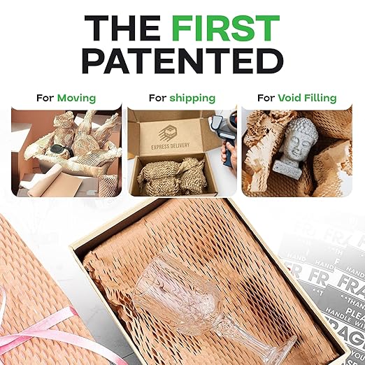 IDL Packaging HexcelWrap Cushioning Kraft Paper 15.25" x 300' in Self-Dispensed Box – Eco-Friendly Honeycomb Alternative to Bubble Wrap – Innovative Packing Paper Roll for Shipping and Moving