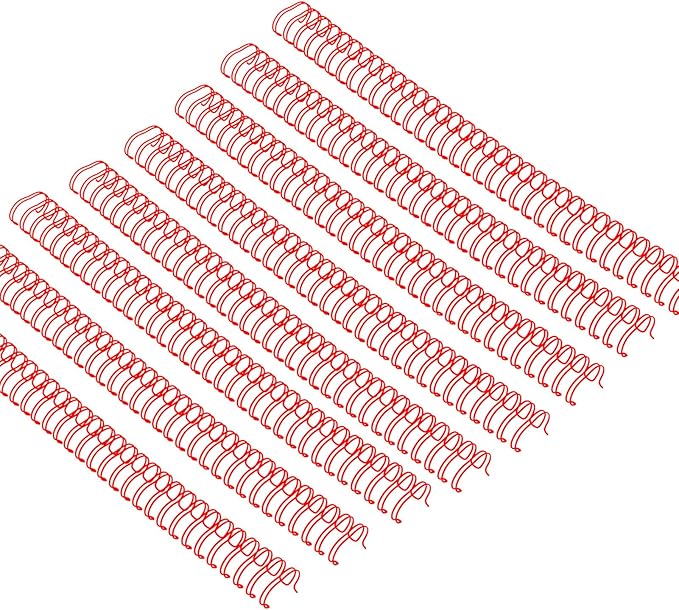 100 Pack Double Loop Wire Binding Spines, 3 to 1 Pitch,1/2 Inch Wire Cinch Book Binding Fit for School Office Notebook Maker, YolieraArt Metal Spiral for Bindings, (100 Sheet Capacity, Red)