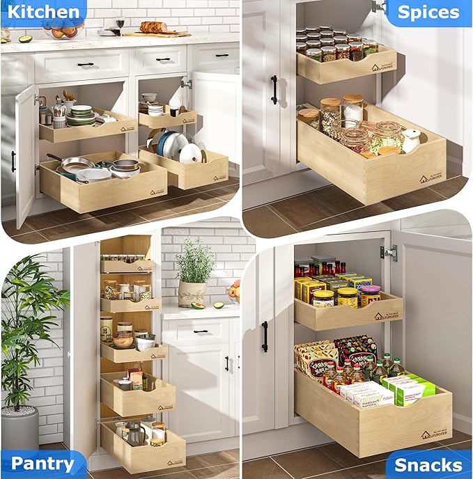 WelFurGeer Soft Close Pull Out Drawers for Kitchen Cabinets, 26" W x 22" D Pull Out Cabinet Organizer, Cabinet Drawers Slide Out, Slide Out Drawers for Kitchen Cabinets, Cabinet Pull Out Shelves