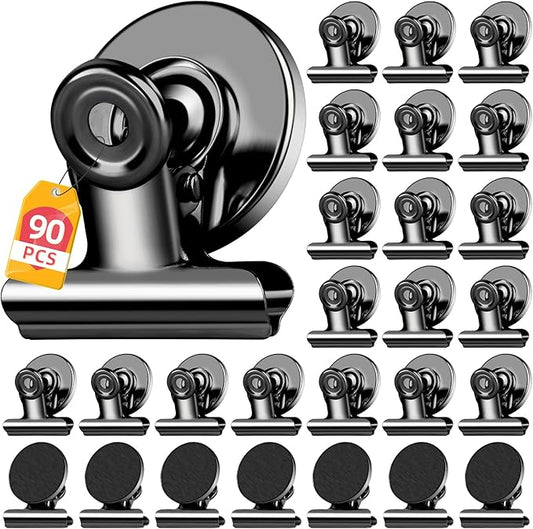 90 Pack Magnetic Clips, Fridge Magnets Refrigerator Magnets, Black Magnet Clips for Whiteboard, Clip Magnets for Photo Displays, Home, Office, Classroom