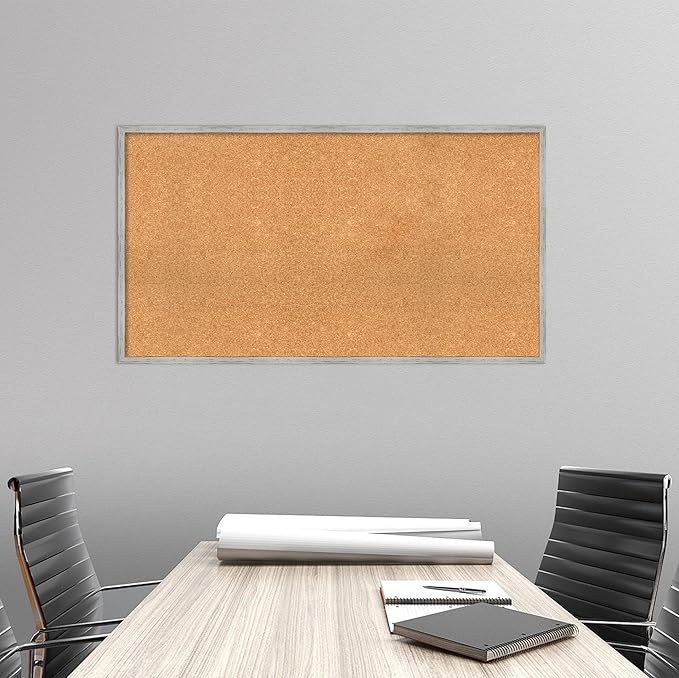 Amanti Art Natural Cork Board for Wall, 25x45 Vision Board with White Frame, Oversize Corkboard Office Decor for Home Organization, Cottage Corkboard Pinboard to Display Items for Home Organization