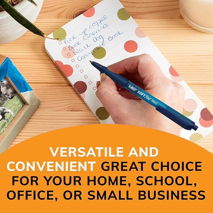 BIC Soft Feel Assorted colors Retractable Ballpoint Pen, 1.0 mm Medium Point with No-Slip Grip, 6-Count Pack in Assorted Ink