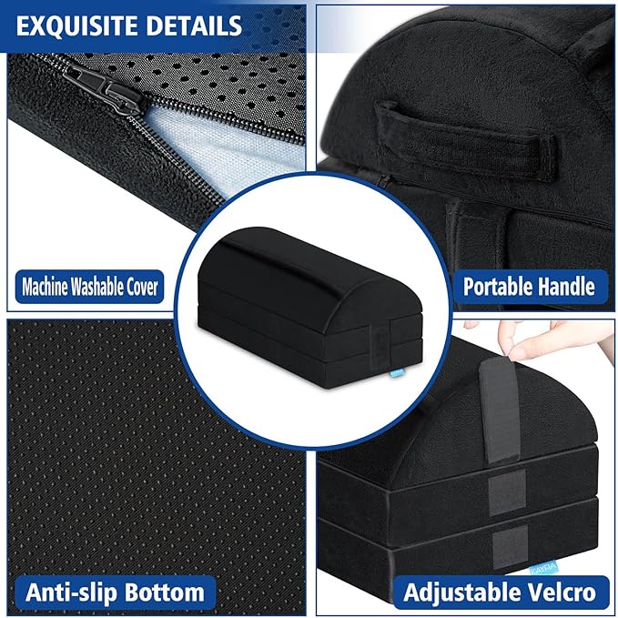 KAYFIA Foot Rest for Under Desk at Work XXL(20in) with 3 Adjustable Heights，Foot Stool with Supportive Gel Foam, Warmer Feet Pocket Footrest for Office Gaming Chair, for Leg Support -Black