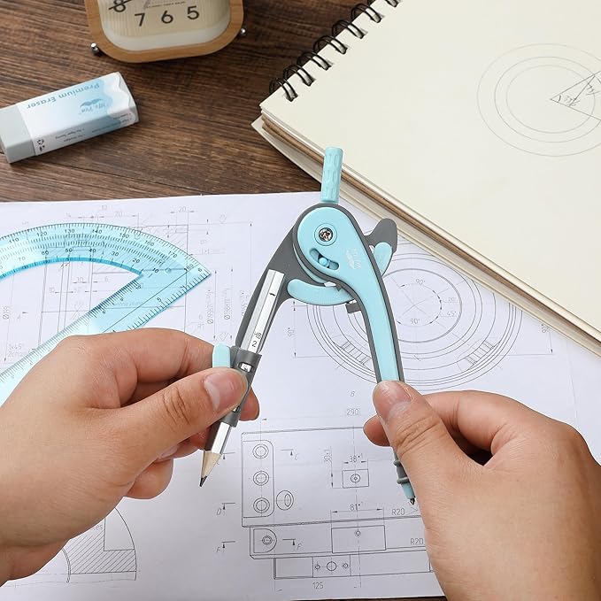 Mr. Pen- Compass and Protractor Set, Sky Blue, Compass Geometry Tool, Protractor and Compass Set, Compass Drawing Tool, Drawing Compass, Geometry Compass, Back to School Supplies