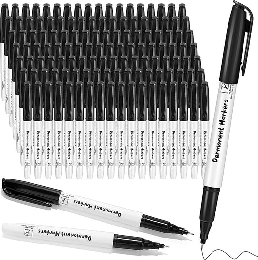 Aodaer 144 Pack Permanent Markers Black 0.5mm Ultra Fine Point Markers, Waterproof, Quick-drying, Smooth Writing Markers for Home Office School Supplies, Works on Wood, Plastic, Metal