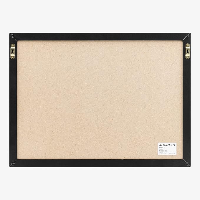 Navaris Framed Linen Bulletin Board - 17 x 23 inches Fabric Jewelry Organizer Pinboard for Wall Memory Memo Pin Board - Linen with Frame