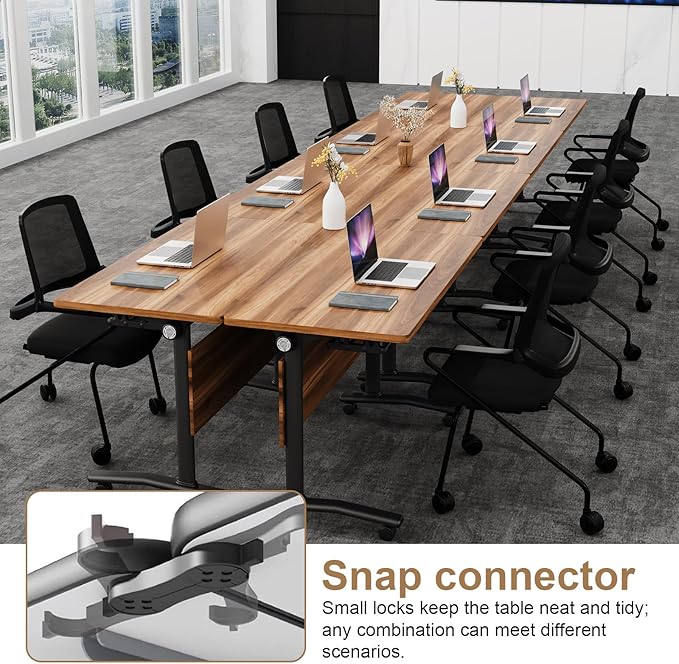 Conference Room Table with Flip-Top Design for Dynamic Meetings, Business Table Computer Desk with Heavy-Duty Frame,Foldable Seminar Meeting Tables for Home Office (2, C, 70.8IN)