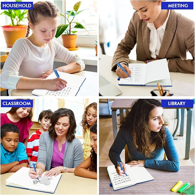 12 Pack Notebooks Journals Bulk with 12 Black Pens, Feela A5 Hardcover Notebook Classic Ruled Journal Set with Pen Holder for School Business Work Travel Writing, 120 GSM, 5.1”x8.3”, Navy