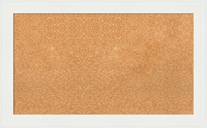 Amanti Art Natural Cork Board for Wall, 19x31 Vision Board with White Frame, Medium Corkboard Office Decor for Home Organization, Casual Corkboard Pinboard to Display Items for Home Organization in