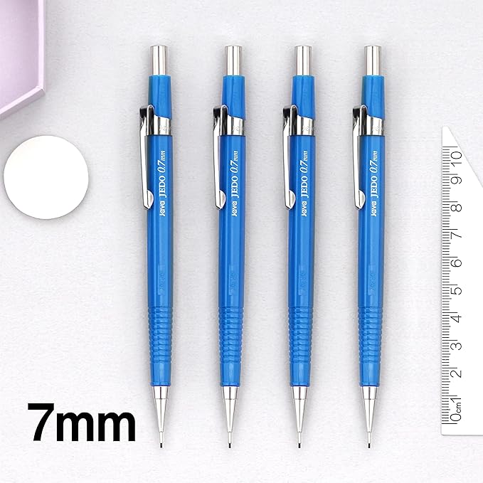 JVPEN 0.7mm Drafting Mechanical Pencils – 12 Pack, Built-in Erasers, Break-Resistant Lead, Hex Grip, for School, Office & Technical Drawing