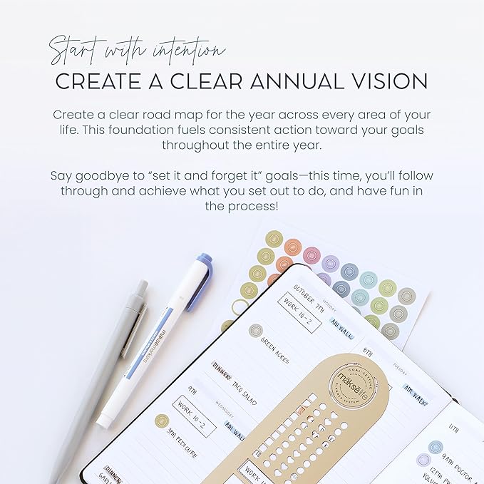 Quarterly Undated Planner - Goal Setting And Weekly Planner, Productivity Tools, Time-Management, Habit Tracker, Green