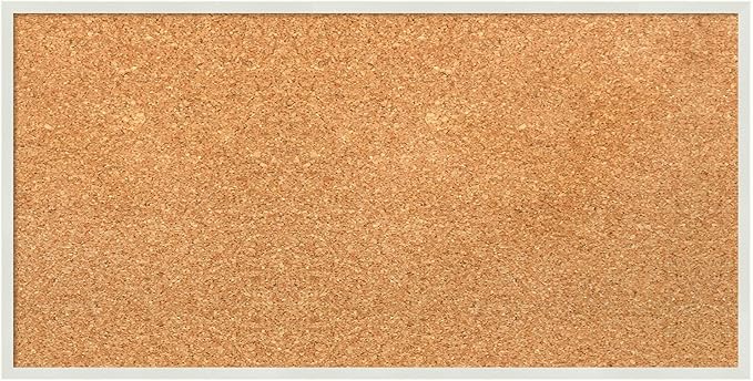 Amanti Art Natural Cork Board for Wall, 13x25 Vision Board with White Frame, Small Corkboard Office Decor for Home Organization, Modern Corkboard Pinboard to Display Items for Home Organization in