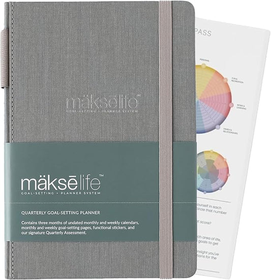 Quarterly Undated Planner - Goal Setting And Weekly Planner, Productivity Tools, Time-Management, Habit Tracker, Gray